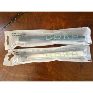 Lot of 2 BOKA Soft Classic Manual Toothbrushes Activated Charcoal Bristles NEW!